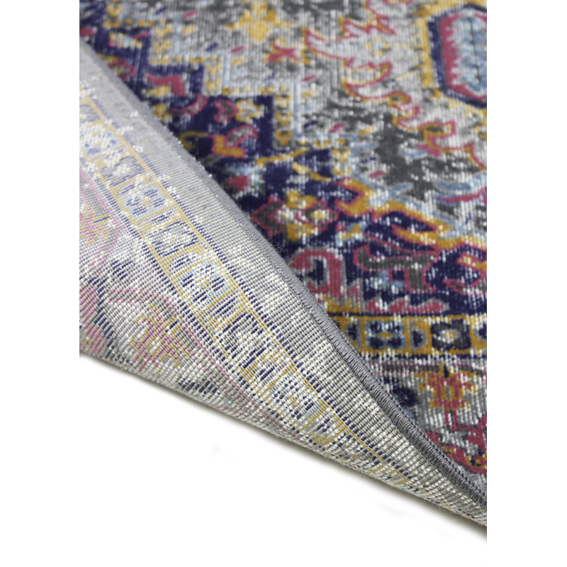 Mistana™ Ashburn Fuchsia/Navy Blue/Gold/Grey Rug & Reviews Wayfair